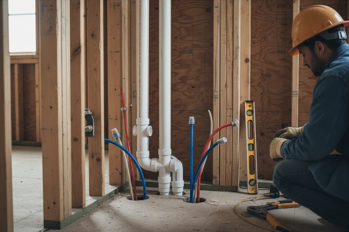 Drain and supply rough-in during Leak Detection in Maury