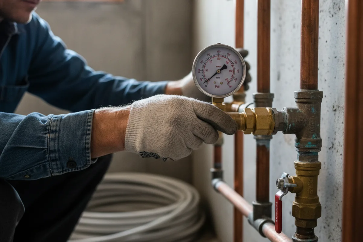 Pressure testing a repaired line during Water Line Repair in Maury